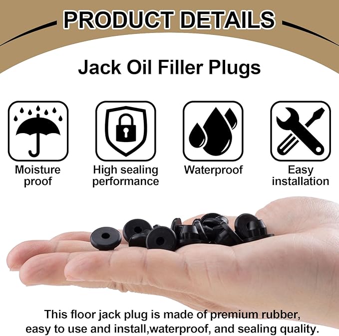 16pcs Hydraulic Jack Oil Filler Plug, Conical Floor Jack Plug, Universal Bottle Jack Accessories, Flat Head Rubber Jack Filler Bung for Oil Reservoir Filler Hole