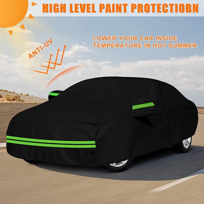Waterproof Car Cover Replace for 2011-2017 Chrysler 200, 6 Layers All Weather Car Covers with Zipper Door & Windproof Bands for Snow Rain Dust Hail Protection (200)