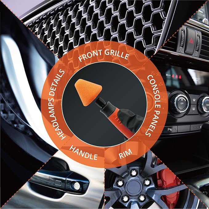 SPTA Orange Cone Heavy Cut Pad with 1/8" Shank, 5Pcs Orange Flexible Shaft Cone Polishing Pad Set,Mini Car Detailing Pads for Small Area for Flexible Shaft & Drill Attachment -PT189-5