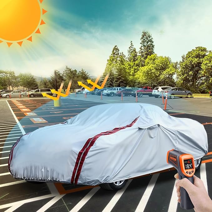 Waterproof Car Covers Replace for 1997-2025 Porsche 718 Boxster/Cayman 986/987/981, 6 Layers All Weather Car Cover with Zipper Door & 18 Ponit Windproof Bands for Snow Rain Dust Protection