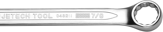 Jetech 7/8 Inch Combination Wrench - Industrial Grade Spanners with 12-Point Design, 15-Degree Offset, Made with Durable Chrome Vanadium Steel in Sand Blasted Finish,SAE