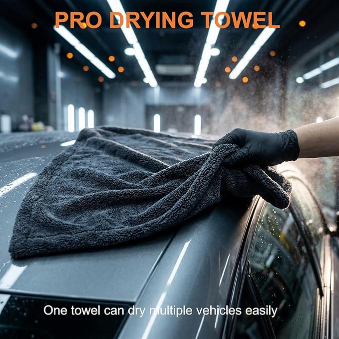 Microfiber Car Drying Towels,Extra Large 36x24 Inch,1300 GSM Super Absorbent & Scratch-Free for Auto Detailing, Streak-Free Drying Towel for Car,SUV,Truck,Van,Motorcycle - Charcoal Grey