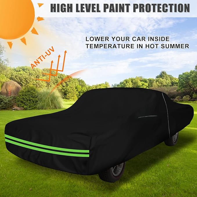 Waterproof Car Cover Replace for Pontiac GTO 2 Door Hardtop & Coupe 1964-1972, 210T All Weather Classic Car Covers with Zipper Door & Lock for Snow Rain Protection