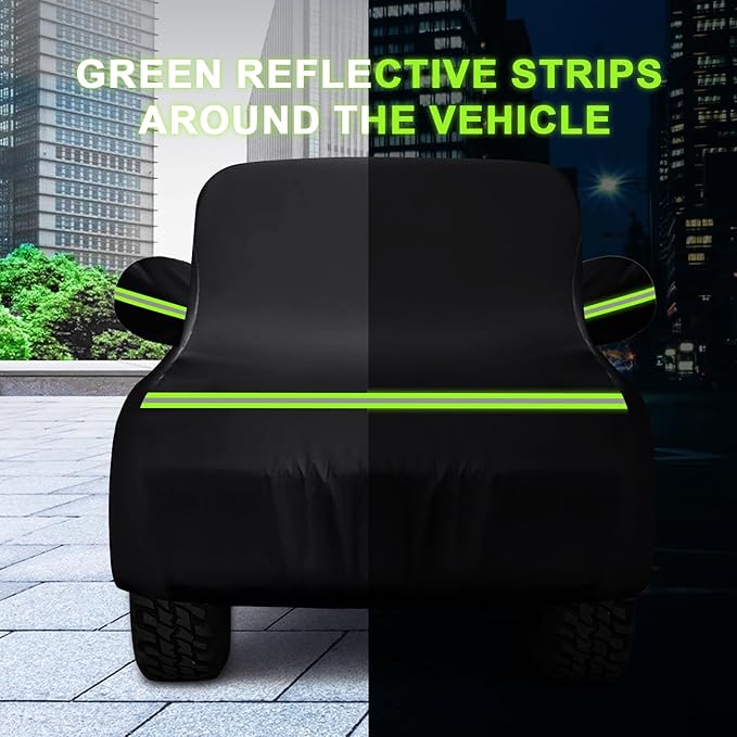 QUNSUNUS Car Cover for Land Rover Defender 90 1984-2016, Waterproof YJ/TJ 2 Door Car Covers with Cotton Lining, All Weather Cover with Straps and Zipper for Wind, Sun and Dust Protection