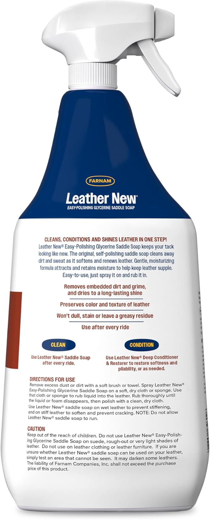 Farnam Leather New Easy-Polishing Glycerine Saddle Soap and Leather Cleaner, 32 oz