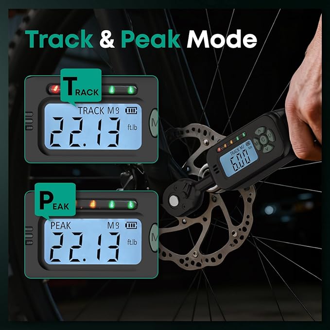 Digital Torque Wrench| ±2% Accuracy | Dual Alarm System | Short Handle Design | Electronic Torque Wrench Digital for Bicycle Moto/Auto Green1 1/4" 1.5-30 N.m