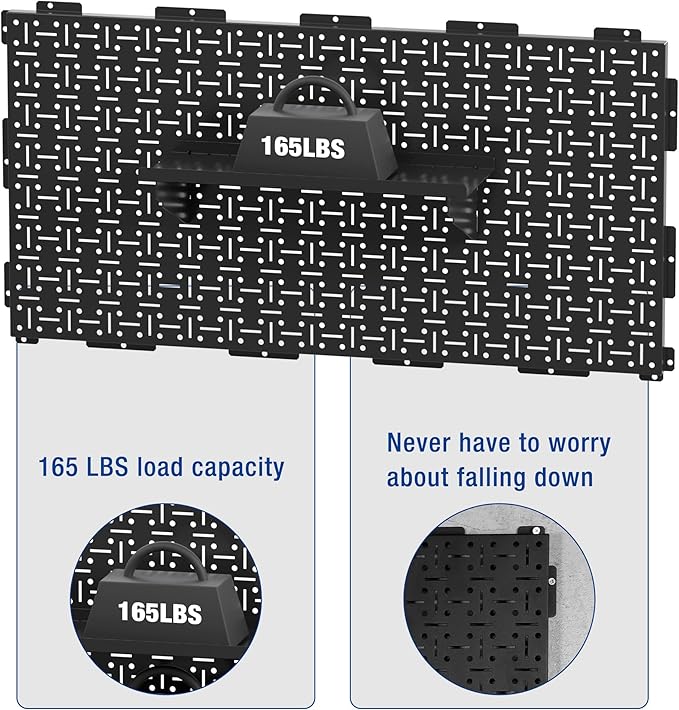 WORKPRO Metal Pegboard 16”x 32” Steel Panel with Round Holes & Vertical Slots, Black Heavy Duty Garage Peg Board Wall Pegboard Organizer for Wood Working Work Shop, Craft Room, 2 Pack