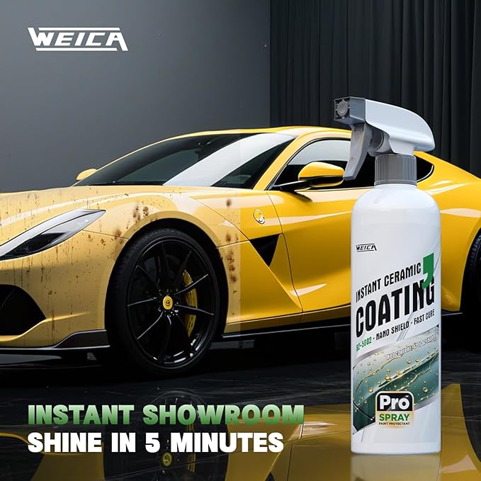 Instant Ceramic Coating Spray -Hydrophobic Nano Sealant, High Gloss Car Shine, Water-Based Safe Formula for Automotive Paint Protection