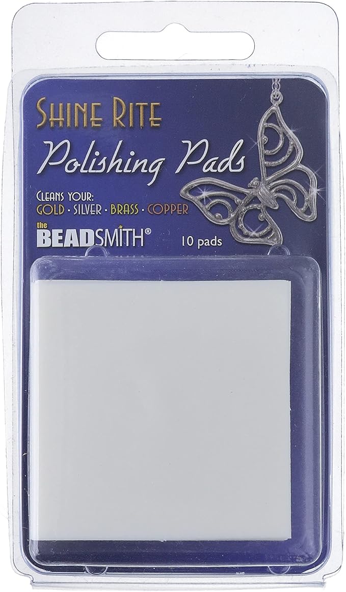 The Beadsmith Shine Rite Polishing Pads – 2-Inch Pre-Treated Foam Squares with Micro Abrasives – Use to Brighten, Polish and Remove Tarnish Jewelry Components – Pack of 10