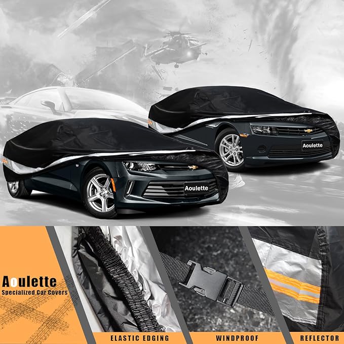 Chevrolet Car Cover Custom-Fit Car Cover for Chevrolet Camaro, Waterproof All-Weather Car Cover, Lightweight Full Exterior Cover for Outdoor Protection Against Sun, Rain, Dust, Snow, and Wind.