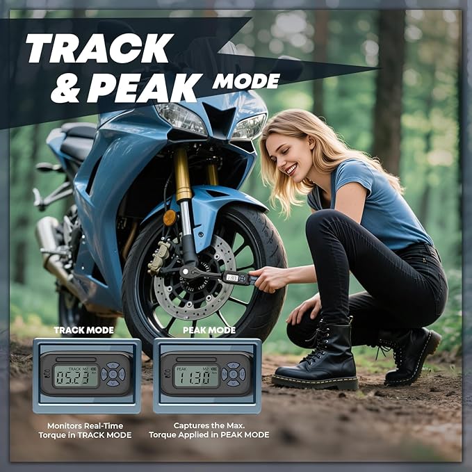 3/8 Torque Wrench Digital (2.21-44.25 Ft. Lb) ±2% High accuracy Digital Inch Pound Torque Wrench 3/8 Drive with Buzzer and Colorful LED Indicator &Track Mode for Moto Auto Car