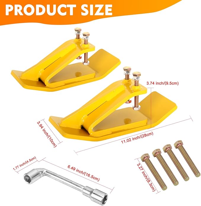 Tractor Bucket Protector, EBESTTECH 2 PCS Bucket Edge Anti-Skid Device Ski Edge Protector Double Hexagon Lock Nuts and Bolts,for Snow Leaves Removal Spreading Gravel,Yellow