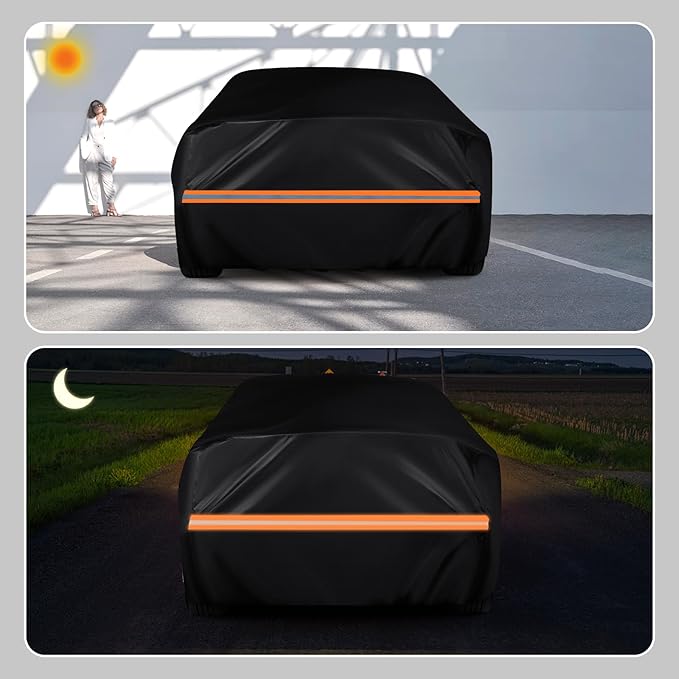 KEYOOG Car Cover Waterproof All Weather Fit for B-M-W X3 2011-2024, 600D Oxford Cloth Heavy Duty, Sun Hail Protector Seal Skin Outdoor Car Covers with Door Zipper/Cotton Lining, Black