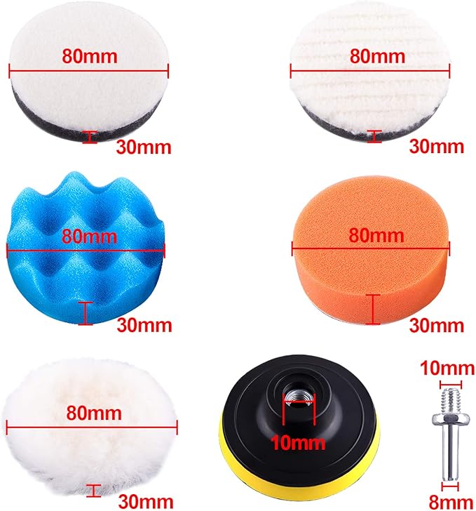 SIQUK 38 Pieces Car Polishing Pad Kit 3 Inch Buffing Pads Foam Polish Pads Polisher Attachment for Drill