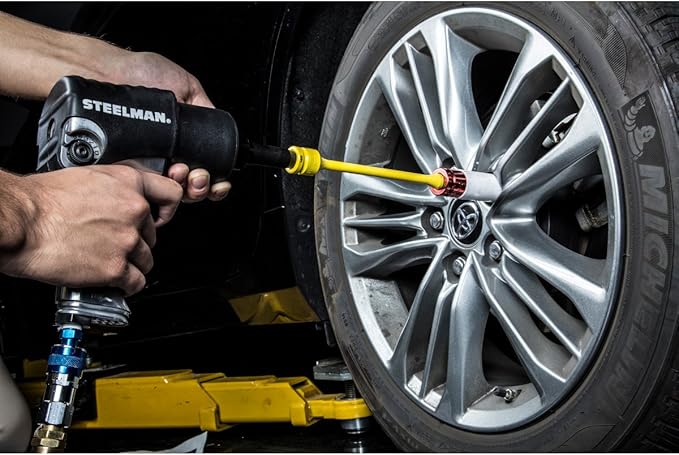 Steelman 1/2-Inch Drive 65 ft-lb Torque Extension for Impact Wrench, 8-inch Extension, Corrosion-Resistant Powder-Coated Steel, Yellow