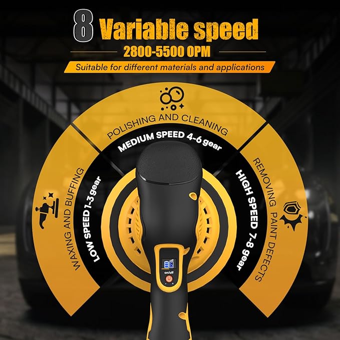 Cordless Car Buffer Polisher Kit for Dewalt 20V Battery(NO Battery),6 In Brushless Dual Action Random Polishing Machine , 8 Variable Speed 5500RPM, Orbital Polisher for Car Detailing,14Pcs Accessories
