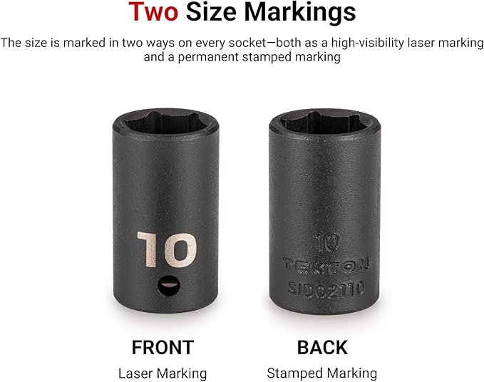 TEKTON 1/2 Inch Drive Shallow 6-Point Impact Socket Set with Case, 45-Piece (5/16-1-1/4 in., 8-32 mm) | SID92403