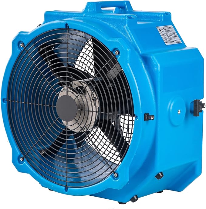 MOUNTO AM25AX 2-Speed 1/4 HP 4000 CFM 18-Inch Axial Fan Air Mover Blower with Roto-Mold Housing for Water Damage Restoration, Air Cooling, Ventilation, and Drying - Powerful Industrial Fan