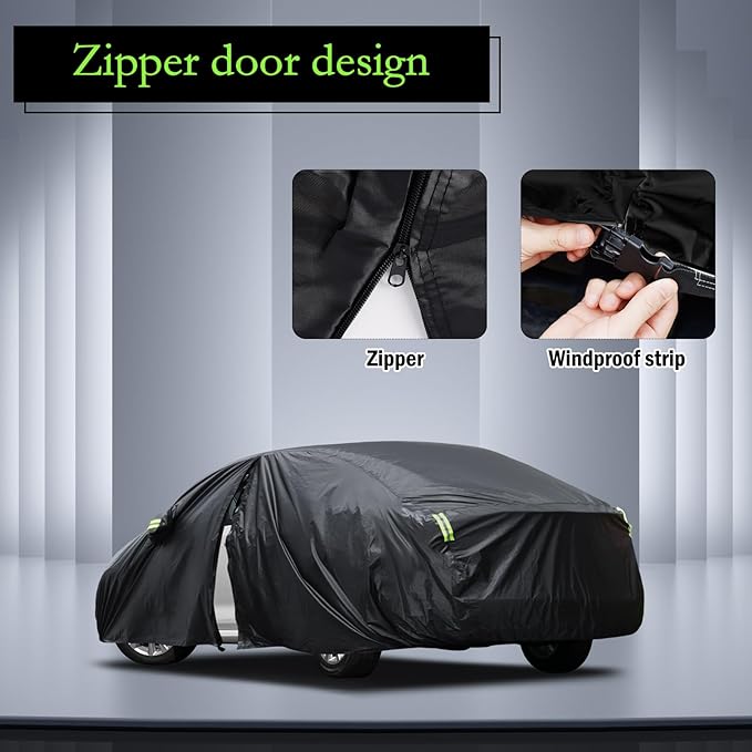 Car Cover Custom Fit for Toyota Corolla 2000-2025, Honda Civic 1991-2025, Waterproof All Weather Full Exterior Cover Rain Sun Protector Car Cover with Door Zipper