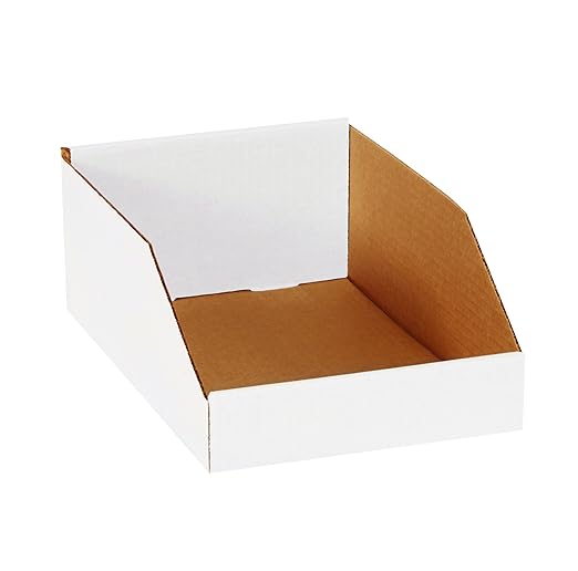 Box USA BBINMT812 Open Top Bin Boxes, 8" x 12" x 4 1/2", Oyster White (Pack of 50)