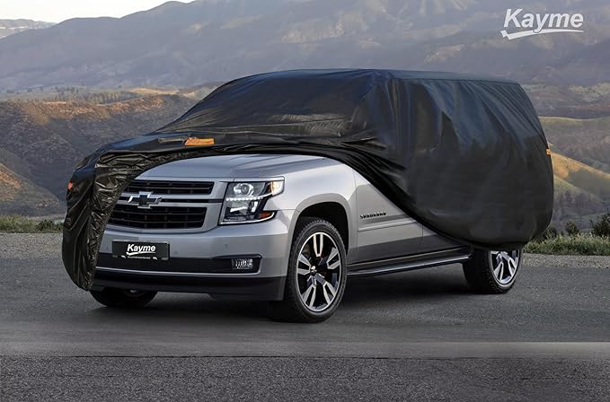 Kayme 7 Layers SUV Car Cover Custom Fit for Chevrolet Chevy Suburban (1973-2025) Waterproof All Weather for Automobiles, Outdoor Full Cover Rain Sun UV Protection.