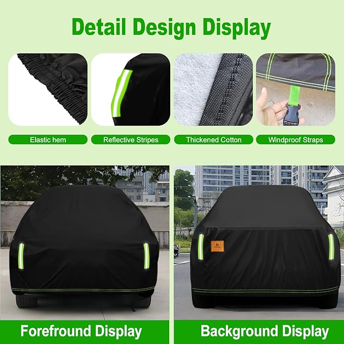 Truck Cover Waterproof All Weather - Heavy Duty Outdoor Full Pickup Cover Rain Sun UV Protection - Universal Fit for Ford F150, Dodge Ram 1500, Chevy Silverado Length Up to 230 inch