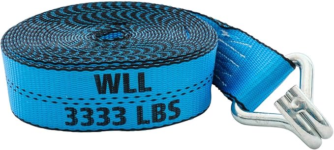 Mytee Products (10 Pack 2 Inch x 27 FT Blue Ratchet Strap with J Hooks - 10,000 Lbs Breaking Strength - Heavy Duty Tie Down Cargo Truck Straps with Wire Hooks for Flatbed, Truck, Trailers Pickup