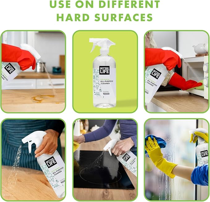 Better Life All Purpose Cleaner - Multipurpose Home and Kitchen Cleaning Spray for Glass, Countertops, Appliances, Upholstery & More - Multi-surface Spray Cleaner - 32oz (Pack of 2) Unscented