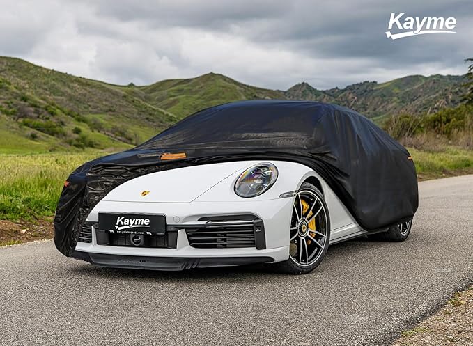 Kayme 7 Layers Car Cover Custom Fit for Porsche 911 Coupe Convertible Targa (2011-2025) Waterproof All Weather for Automobiles, Outdoor Full Cover Rain Sun UV Protection.Black