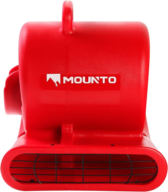 Mounto 1/3hp Air Mover 2000cfm Carpet Dryer Blower Floor Drying Fan - 3-Speed Air Mover w/Dual GFCI Outlet, 25ft Power Cord for Drying, Cooling, Air Circulation (Red)