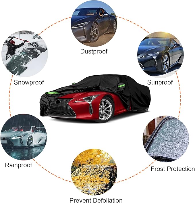 Waterproof Car Cover Replace for 2018-2025 Lexus LC 500 500h, 6 Layers All Weather Car Cover with Zipper Door & Windproof Bands for Snow Rain Dust Hail Protection