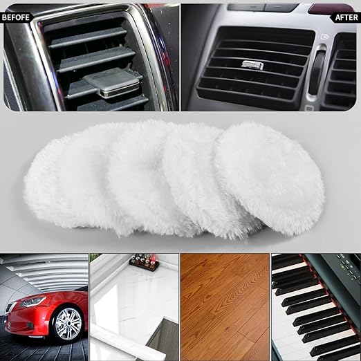7 Piece 3 Inch Wool Buffing Pad, Drill Buffer Connecting M10 Drill Adapter, Buffing Pads, for Car Polishing and Waxing, Painting Tabletops, Old Leather Sofas, Tile Polishing