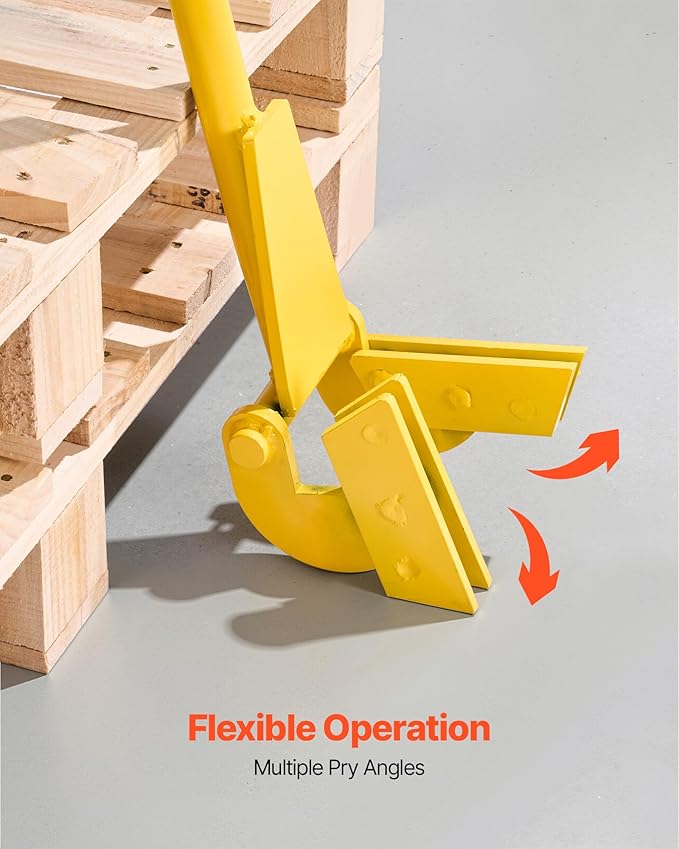 VEVOR Pallet Buster Tool with 41‘’ Carbon Steel Handle, Heavy Duty Wrecking Pry Bar, Articulating Head Deck Board Removal Tool for Non-Damaging Wooden Pallet & Deck Removal