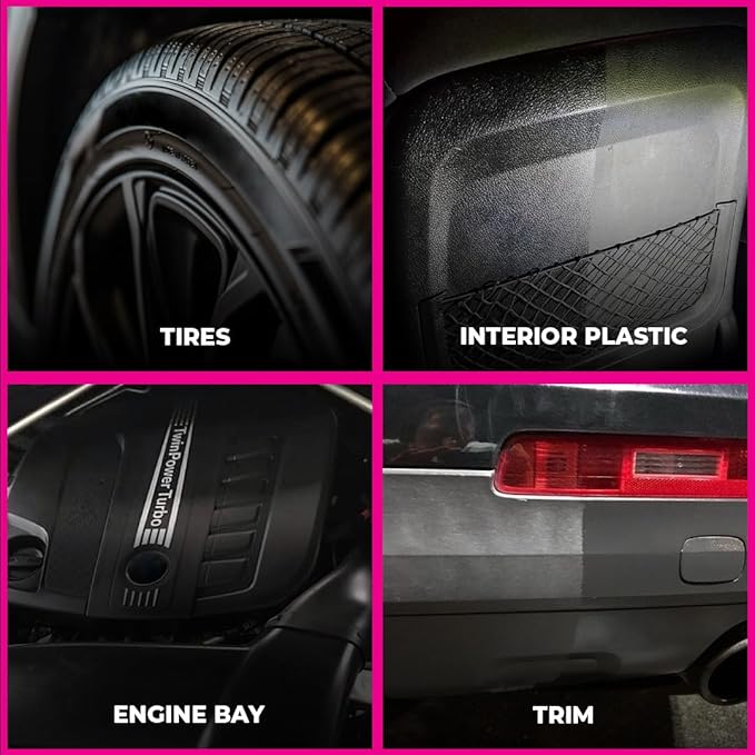 Legendary Gloss Dressing 16oz - Tire Shine Spray & Plastic Restorer – Water Based Tire Shine & Non-Greasy Interior/Exterior Detailing Spray - Trim, Rubber, Vinyl & Plastic Restorer for Cars
