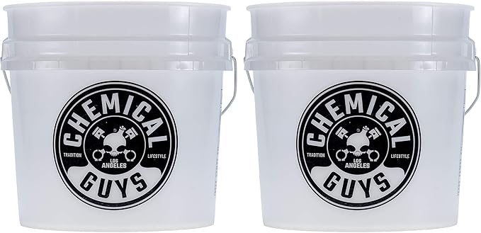 Chemical Guys ACC10602 Heavy Duty Ultra Clear Detailing Bucket for Cars, Trucks, SUVs, Jeeps, Motorcycles, RVs & More, 4.25 Gallon, 2 Count (Pack of 1) (Buckets Only)