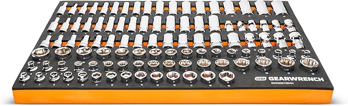 GEARWRENCH 104 Piece 3/8” Drive Master Metric Socket Set in Foam Storage Tray - GWMSSKT38MM