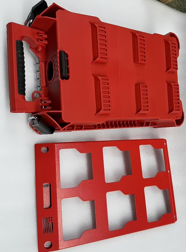 VELCKING for Milwaukee Packout Mounting Plate, Metal Storage Base, Wall and Floor Compatible Toolbox Mount (RED, 2-Half Plate)
