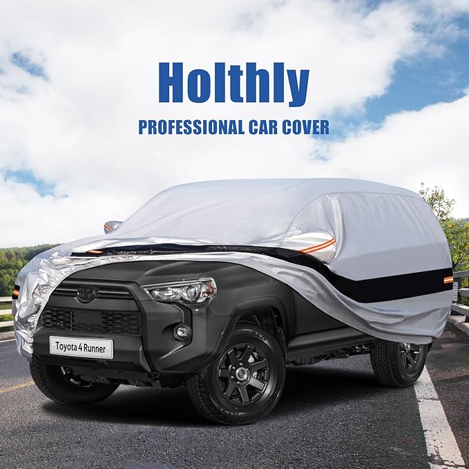 10 Layers SUV Car Cover Custom Fit for Toyota 4Runner (2002-2025) Waterproof All Weather for Automobiles, Full Cover Rain Sun UV Protection.Silver