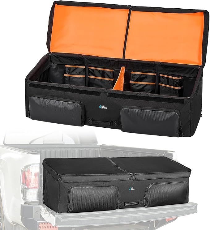 JOYTUTUS Truck Bed Cargo Box Organizer for Pickup, Truck Bed Cargo Bag, Storage Organizer Carrier Accessories for Groceries, Golf, Easily Slide in and Out, Easy Access