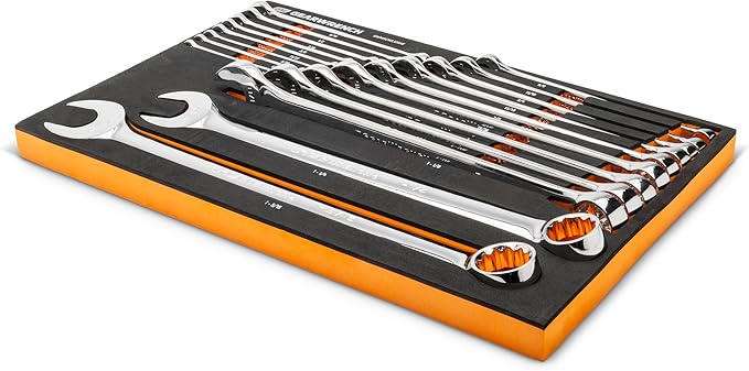 GEARWRENCH 19 Piece 12 Pt Long Pattern Combination SAE Wrench Set in Foam Storage Tray - GWMSCWL12SAE