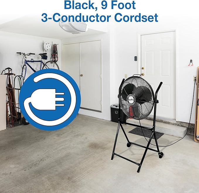 Air King 9219 18-Inch Industrial Grade High Velocity Roll-About Stand with Fan,Black