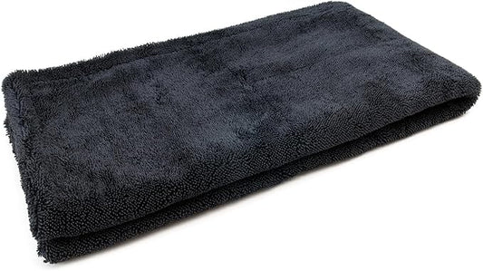 [Dreadnought Max XL] Triple Layer Microfiber Car Drying Towel | Twist Pile | 1400GSM | 1 Pack (20"x40", Black)