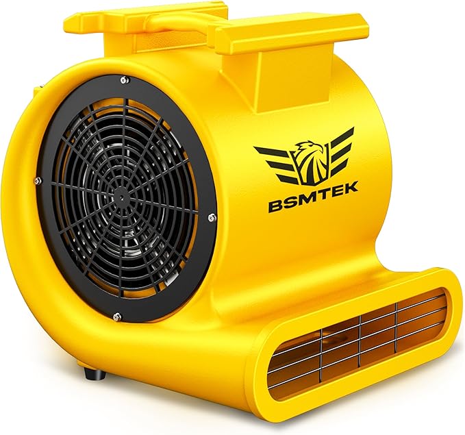 Air Mover Blower Fan, Industrial 1.5HP MAX10000CFM Monster Floor Blower Carpet Dryers - 3 Speeds, 4 Adjustable Angles, 15FT Long Cord, Stackable, Yellow - 2026 Upgraded