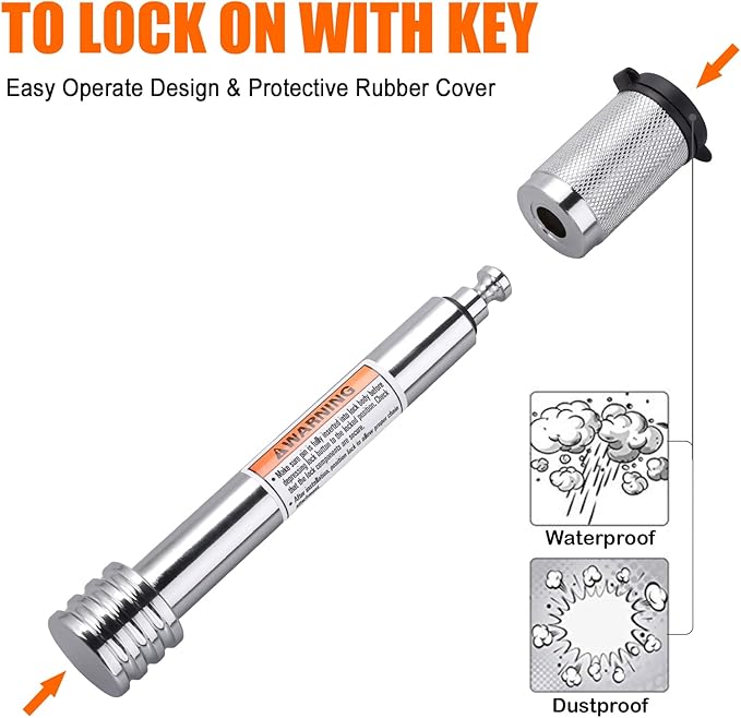 CZC AUTO Trailer Hitch Lock 5/8" Dia, Locking Hitch Pin 4" Super Extra Long Chrome Coated Hitch Pin with Keys for Class III IV to Hitch Bike Rack Tray Ball Tow Rope for Trailer Truck Car Boat