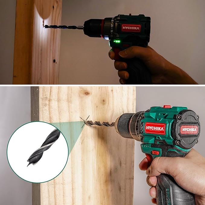 HYCHIKA 16.8V Brushless Power Drill Driver, Hole Saw Kit 3/4"-6"(19-152mm), Tool Combo Kit