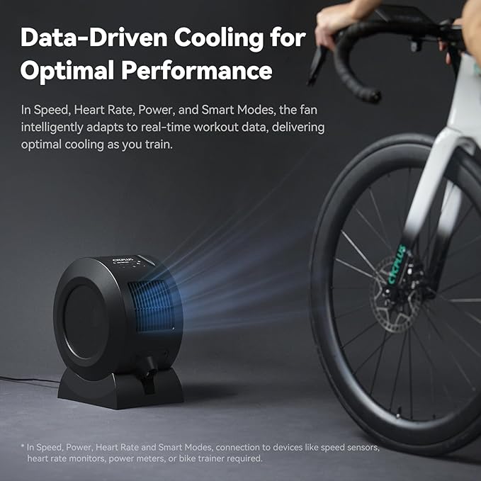 CYCPLUS Smart Indoor Cycling Fan, BLDC Motor Drive, 5 Speed Modes with Remote and APP Control, Low-Noise ANT+ Fan for indoor Bike Trainers, Stationary/Spin Bikes, Cross Training(Groud Base)