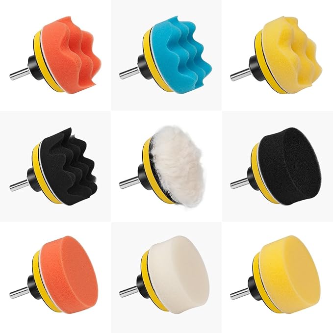 Petutu Car Foam Drill Polishing Pad Kit 22 PCS, 3 Inch Buffing Pads