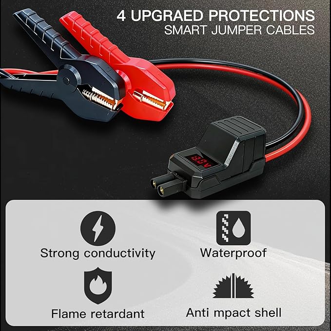MEGAWISE Smart Jump Starter Cable | Heavy-Duty Battery Booster Clamp with Safety Protection & LED Indicator | Compatible with MEGAWISE and other brand Jump Starter Unit