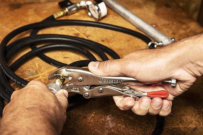 Crescent Curved Jaw Locking Pliers with Wire Cutter - 3 Piece Set - Home DIY & Professional Mechanic Hand Tool for Nuts & Bolts, Cables, Wires - 5", 7" & 10" - CLP3SETN-08