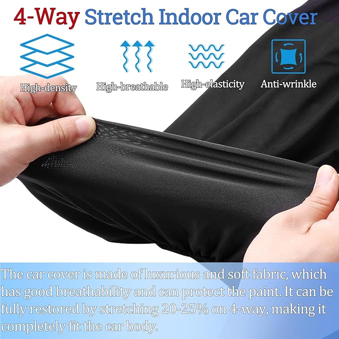 Indoor Car Cover Custom Fit for 1994-2023 Ford Mustang Luxurious Soft Stretch Satin Car Cover Breathable Dust-Proof for Underground Garage, Car Show